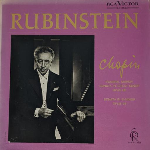 Chopin. Rubinstein. Funeral March. Sonata In B-Flat Minor Opus 35. Sonata In B-Minor Opus 58. 12" vinyl LP. LSC2554-B