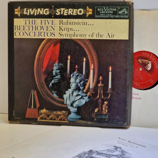 BEETHOVEN, RUBINSTEIN, KRIPS, SYMPONY OF THE AIR The Five Beethoven Concertos 5x LP set. LSC-6702