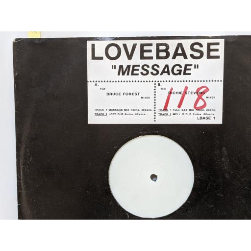 LOVEBASE Message, 12" vinyl SINGLE. LBASE1