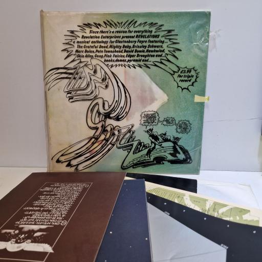 VARIOUS FT. DAVID BOWIE, THE GRATEFUL DEAD, HAWKWIND, MARC BOLAN Glastonbury Fayre - The Electric Score 3x12" vinyl LP. REV1