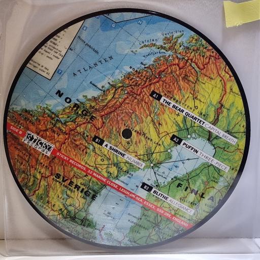 VARIOUS FT. CAPITOL BREATH, THREE-PIECE, NUMBER, ALLEGIANCE Around The World With Sticky Records - Sweden 7" picture disc EP. Sticky 12