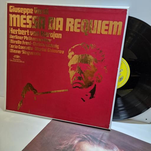 GIUSEPPI VERDI, HERBERT VON KARAJAN, BERLINER PHILHARMONIKER, MIRELLA FRENI, CHRISTA LUDWIG, CARLA COSSUTTA, NICOLAI GHIAUROV, WEINER SINGVEREIN Messa Da Requiem 2x12" vinyl LP box set. 2707065