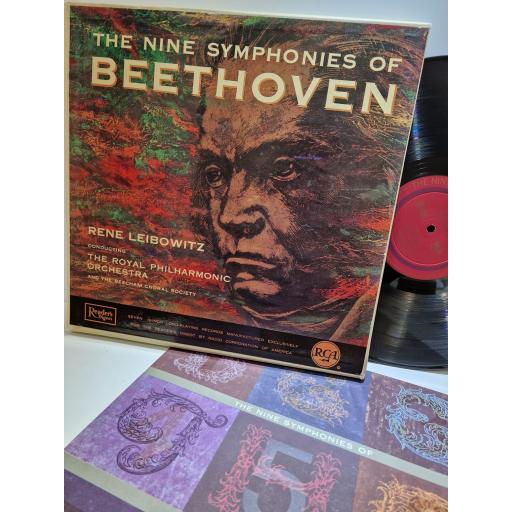 BEETHOVEN, RENE LEIBOWITZ, THE ROYAL PHILHARMONIC ORCHESTRA, THE BEECHAM CHORAL SOCIETY The nine symphonies of Beethoven 7x12" vinyl LP box set. RDS 220 to RDS 226
