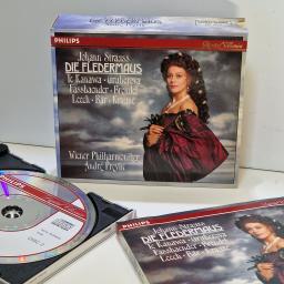 JOHANN STRAUSS, TE KANAWA, GRUBEROVA, FASSBAENDER, BRENDEL, LEECH, BAR, KRAUSE, WIENER PHILHARMONIKER, ANDRE PREVIN Die Fledermaus 2x compact disc. 432157-2