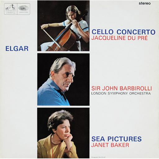 ELGAR, JACQUELINE DU PRE, LONDON SYMPHONY ORCHESTRA, SIR JOHN BARBIROLLI, JANET BAKER cello concerto / sea pictures, ASD 655