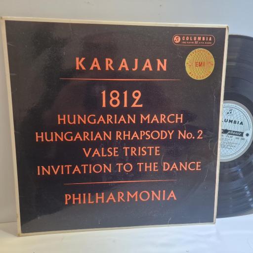 KARAJAN & PHILHARMONIA 1812 / Hungarian March / Hungarian Rhapsody No. 2 / Valse Triste / Invitation To The Dance 12" vinyl LP. SAX2302