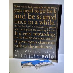 ELTON JOHN An evening with Elton John Solo Official tour programme and ticket stubs