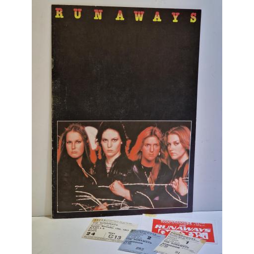 THE RUNAWAYS Official 1977 UK tour programme and ticket stubs
