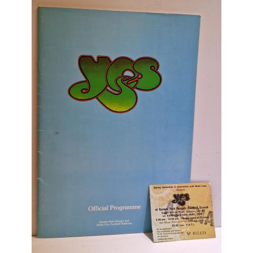 YES Official 1975 tour programme and ticket stub