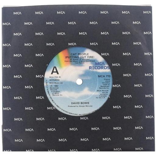 DAVID BOWIE cat people putting out fire 7 INCH single, MCA 770