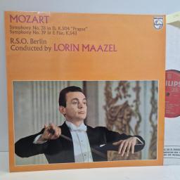 MOZART: LORIN MAAZEL, R.S.O BERLIN Symphony No.38 In D, K.504Prague, Symphony No.39 In E Flat, K.543, Philips 68556019, 12 LP, Red Label Silver Writing