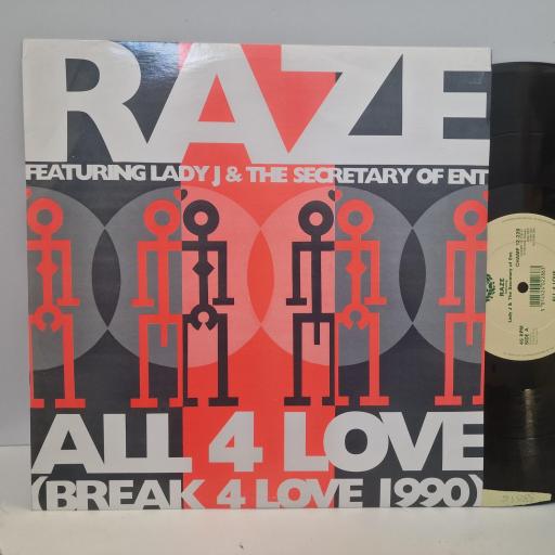 RAZE Ft. LADY J & THE SECRETARY OF ENT, All 4 Love (Break 4 Love 1990), Champion CHAMP 12-228, 4 Track 12 Single (Mixes)