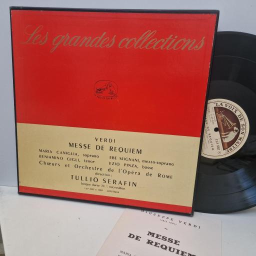 VERDI, MARIA CANIGLIA, EBE STIGNANI, BENIAMINO GIGLI, EZIO PINZA, CORO DEL TEATRO DELL’OPERA DI ROMA & ORCHESTRA DEL TEATRO DELL’OPERA DI ROMA, TULLIO SERAFIN, Messa Da Requiem, La Voix De Sn Maître FJLP 5002/3, 12” LP, Box Set Mono