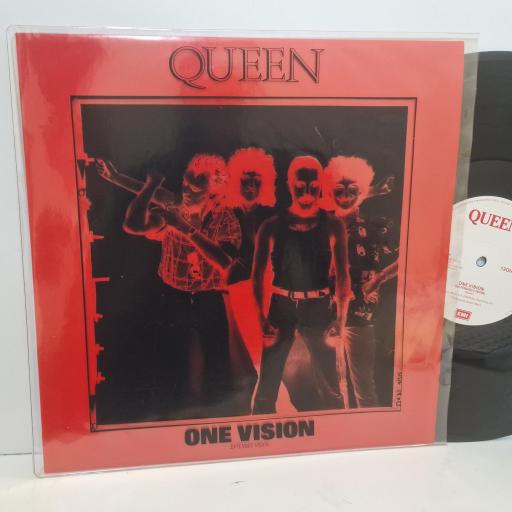 QUEEN One Vision (Extended Vision), EMI 12 QUEEN 6, 2 Track 12” Single, Limited Edition, Red PVC Cover