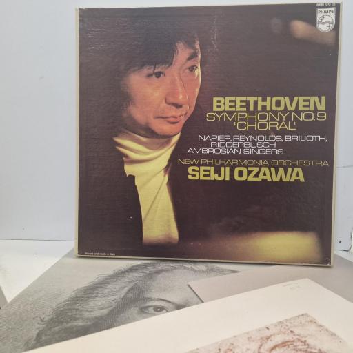 BEETHOVEN, SEIJI OZAWA, NEW PHILHARMONIA ORCHESTRA, MARITA NAPIER, ANNA REYNOLDS, HELGE BRILIOTH, RIDDERBUSCH, THE AMBROSIAN SINGERS, Symphony No.9 “Choral”, Philips 6998 013, 12” LP, Club Edition, Box Set