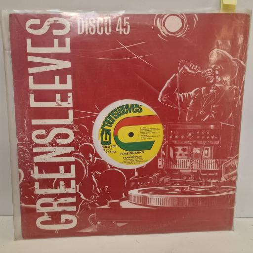 JOHNNY OSBOURNE / FRANKIE PAUL Rewind / Foreign Mind, Greensleeves GRED 158, 12” Double A-Side Single