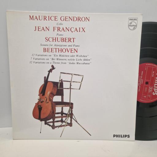 SCHUBERT, BEETHOVEN, MAURICE GENDRON, JEAN FRANCAIX Sonata for Arpeggione and Piano 12” vinyl LP. SAL3746