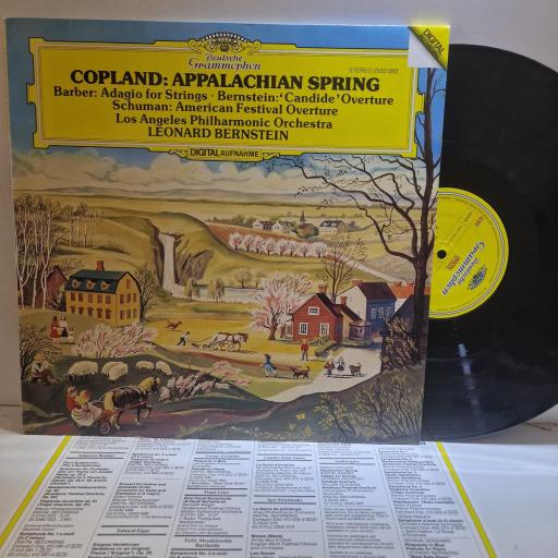 COPLAND, BARBER, BERNSTEIN, SCHUMAN, LOS ANGELES PHILHARMONIC ORCHESTRA, LEONARD BERNSTEIN, Appalachian Spring / Adagio For Strings / "Candide" Overture / American Festival Overture, 2532083, 12” vinyl LP