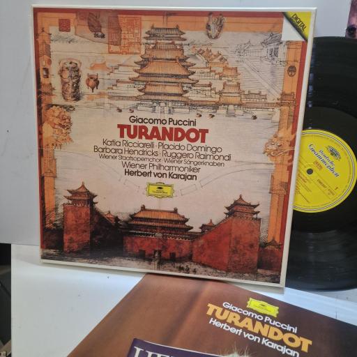 GIACOMO PUCCINI, KATIA RICCIARELLI, PLACIDO DOMINGO, BARBARA HENDRICKS, RUGGERO RAIMONDI, WIENER STAATSOPERNCHOR, DIE WIENDER SÄNGERKNABEN, WIENER PHILHARMONIKER, HERBERT VON KARAJAN, Turandot, 2741 013, 3x Vinyl Box Set