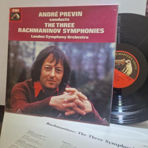 RACHMANINOV, ANDRÉ PREVIN, LONDON SYMPHONY ORCHESTRA, The Three Rachmaninov Symphonies, SLS 5225, 3X Vinyl Box Set