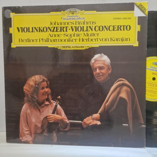 JOHANNES BRAHMS, ANNE-SOPHIE MUTTER, BERLINER PHILHARMONIKER, HERBERT VON KRAJAN, Violinkonzert = Violin Concerto, 2532 032, 12” LP