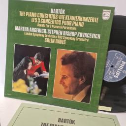 BARTOK MARTHA ARGERICH STEPHEN BISHOP KOVACEVICH LONDON SYMPHONY ORCHESTRA BBC SYMPHONY ORCHESTRA SIR COLIN DAVIS, The Piano Concertos / Sonata For 2 Pianos & Percussion 6768 053 12" BOX SET