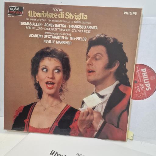 ROSSINI THOMAS ALLEN AGNES BALTSA FRANCISCO ARAIZA ROBERT LLOYD DOMENICO TRIMARCHI SALLY BURGESS AMBROSIAN OPERA CHORUS ACEDEMY OF ST MARTIN-IN-THE-FIELDS NEVILLE MARRINER Il Barbiere Di Siviglia = The Barber Of Seville = Der Barbier Von Sevilla = Le Barb