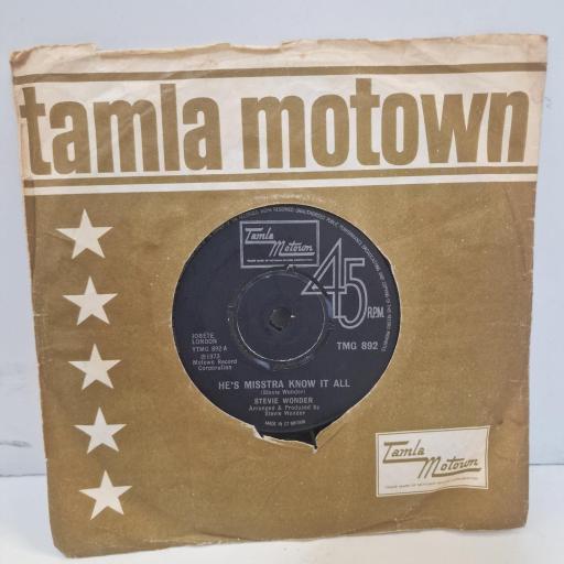 STEVIE WONDER He's Misstra Know It All, TMG 892, 7" SINGLE