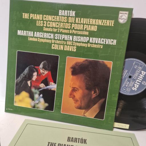 BARTOK MARTHA ARGERICH STEPHEN BISHOP KOVACEVICH LONDON SYMPHONY ORCHESTRA BBC SYMPHONY ORCHESTRA SIR COLIN DAVIS, The Piano Concertos / Sonata For 2 Pianos & Percussion 6768 053 12" BOX SET