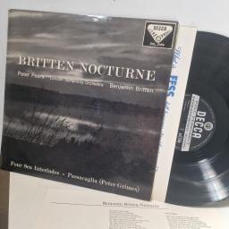 BENJAMIN BRITTEN PETER PEARS LONDON SYMPHONY ORCHESTRA Nocturne - Four Sea Interludes - Passacaglia (Peter Grimes) SXL 2189 12" LP