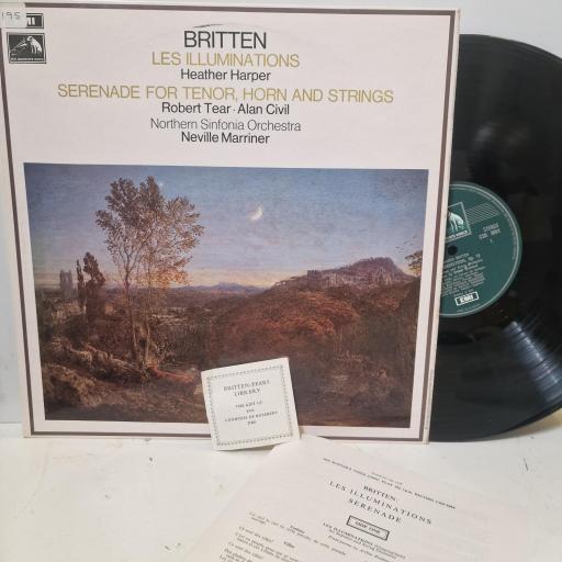 BRITTEN / ROBERT TEAR ALAN CIVI NORTHERN SINFONIA BENJAMIN BRITTEN HEATHER HARPER Serenade For Tenor, Horn And Strings / Les Illuminations CSD 3684 12" LP