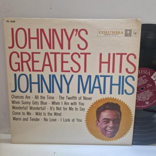 JOHNNY MATHIS Johnny’s Greatest Hits CL 1133 12” LP