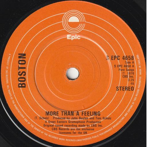 BOSTON more than a feeling EPC 4658, 7 inch single,