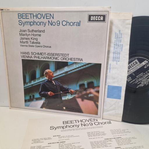 BEETHOVEN JOAN SUTHERLAND MARILYN HORNE JAMES KING MARTTI TALVELA VIENNA STATE OPERA CHORUS HANS SCHMIDT-ISSERSTEDT VIENNA PHILHARMONIC ORCHESTRA Symphony No 9 'Choral' SXL 6233 12” LP