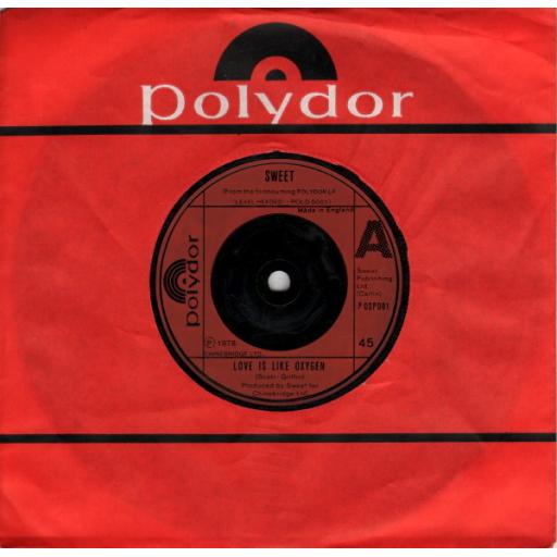 SWEET Love is like oxygen, Cover girl, 7" vinyl SINGLE. POSP001