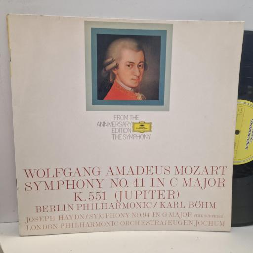 WOLFGANG AMADEUS MOZART BERLIN PHILHARMONIC / KARL BÖHM JOSEPH HAYDN LONDON PHILHARMONIC ORCHESTRA / EUGEN JOCHUM Symphony Nr. 41 In C Major (Jupiter) / Symphony Nr. 94 In G Major (The Surprise) 2545 008 12” LP