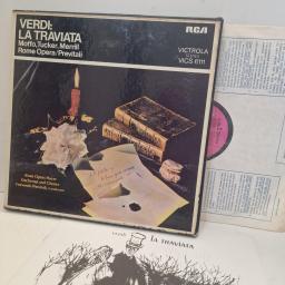 VERDI, ROME OPERA HOUSE ORCHESTRA, ROME OPERA HOUSE CHORUS CONDUCTED BY PREVITALI, MOFFO, TUCKER, MERRILL La Traviata VICS 6111 3x 12” LP BOX SET
