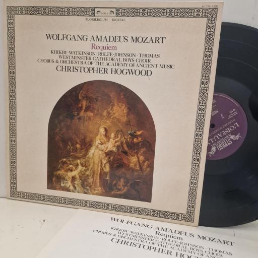 WOLFGANG AMADEUS MOZART, KIRKBY, WATKINSON, ROLFE-JOHNSON, THOMAS, WESTMINSTER CATHEDRAL BOYS CHOIR, CHORUS & ORCHESTRA OF THE ACADEMY OF ANCIENT MUSIC, CHRISTOPHER HOGWOOD Requiem 411 712-1 12” LP