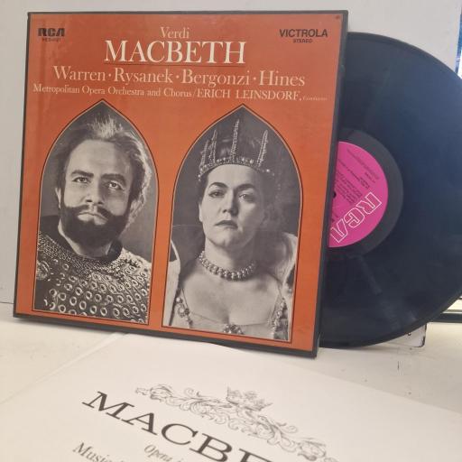 VERDI, WARREN, RYSANEK, BERGONZI, JEROME HINES, METROPOLITAN OPERA ORCHESTRA AND CHORUS / ERICH LEINSDORF Macbeth VICS-6121 3x 12” LP BOX SET