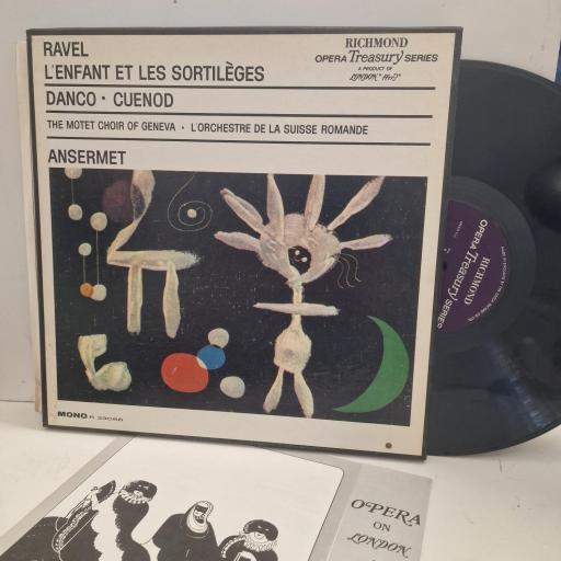 RAVEL, SOLOISTS, MOTET CHOIR OF GENEVA, L'ORCHESTRE DE LA SUISSE ROMANDE CONDUCTED BY ERNEST ANSERMET L'Enfant Et Les Sortileges A 4105 12” LP BOX SET A 4105