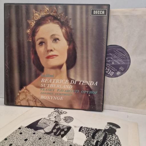BELLINI / SUTHERLAND, VEASEY, PAVAROTTI, OPTHOF, LONDON SYMPHONY, BONYNGE Beatrice Di Tenda SET 320-2 3x 12” LP BOX SET