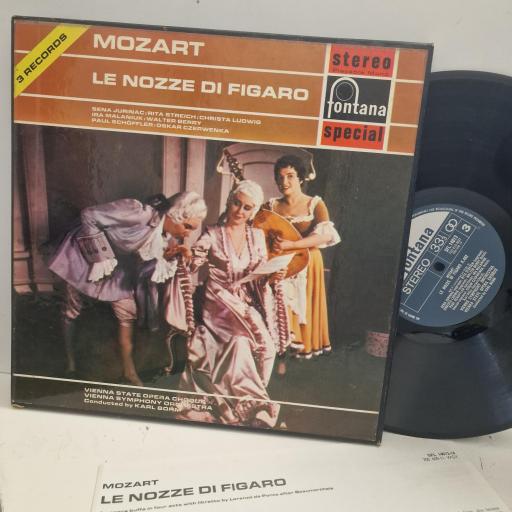 MOZART, SENA JURINAC, RITA STREICH, CHRISTA LUDWIG, IRA MALANIUK, WALTER BERRY, PAUL SCHÖFFLER, OSKAR CZERWENKA, VIENNA STATE OPERA CHORUS, VIENNA SYMPHONY ORCHESTRA, KARL BÖHM Le Nozze Di Figaro SFL 14012-4 3x 12” LP BOX SET