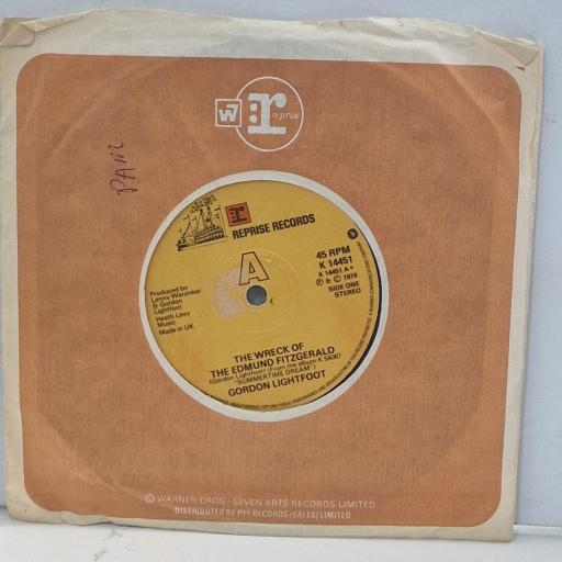 GORDON LIGHTFOOT The Wreck Of The Edmund Fitzgerald K 14451 7” SINGLE