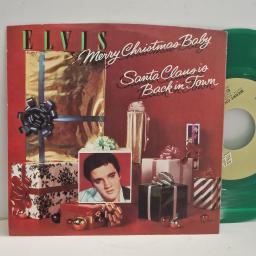 ELVIS PRESLEY Merry Christmas Baby Santa Claus is Back in Town PB 14237 7" Single GREEN VINYL