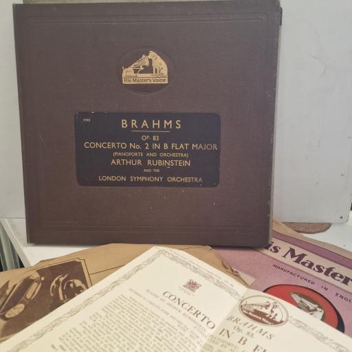 BRAHMS Concerto in B Flat Major D B 2701 12” 6x LP Box Set shellac 78rpm