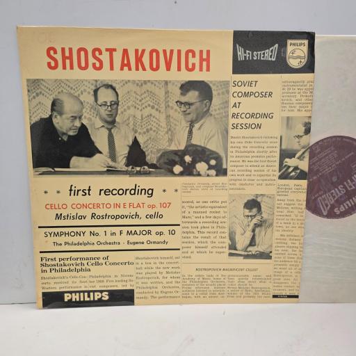 SHOSTAKOVICH Cello Concerto In E Flat Op 107 Symphony No 1 In F Major Op 10 835 549 AY 12” LP